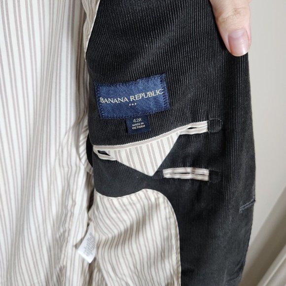 Banana Republic Blazer Mens 42R Dark Brown Corduroy Cotton Sports Coat Jacket - Picture 6 of 11